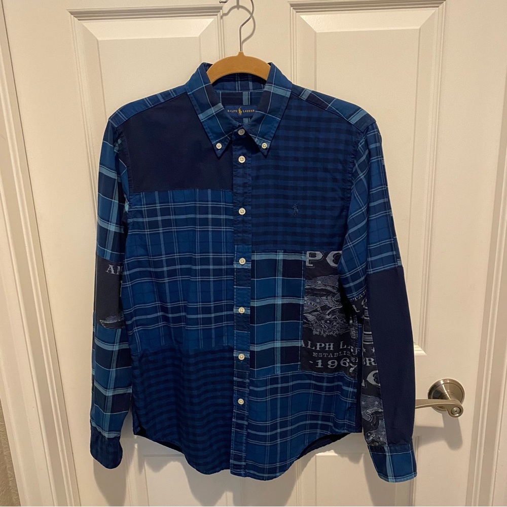 Polo Ralph Lauren Blue Patchwork Button Down Shirt - Picture 4 of 4
